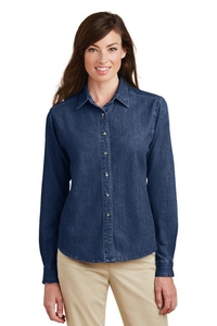 LSP10 - Port & Company Ladies Long Sleeve Value Denim Shirt.