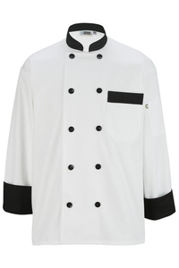 3303 - Edwards Men's 10 Button Chef Coat with Black Trim