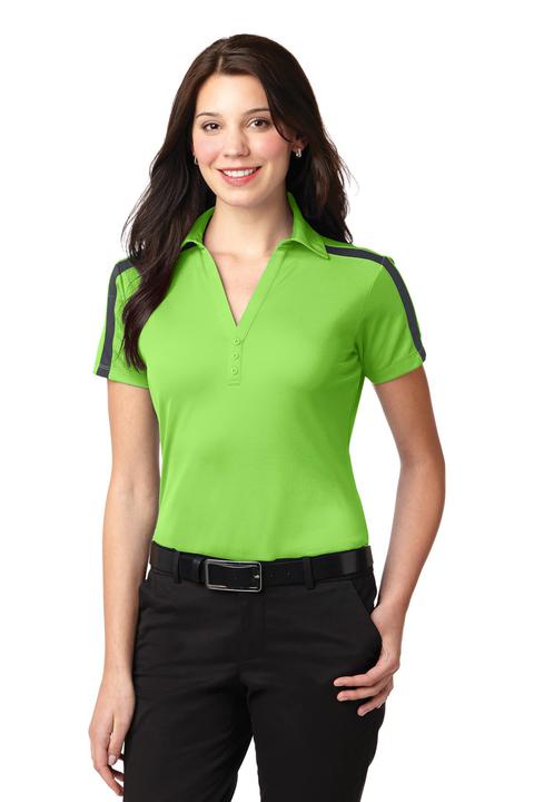 L547 - Port Authority Ladies Silk Touch Performance Colorblock Stripe Polo