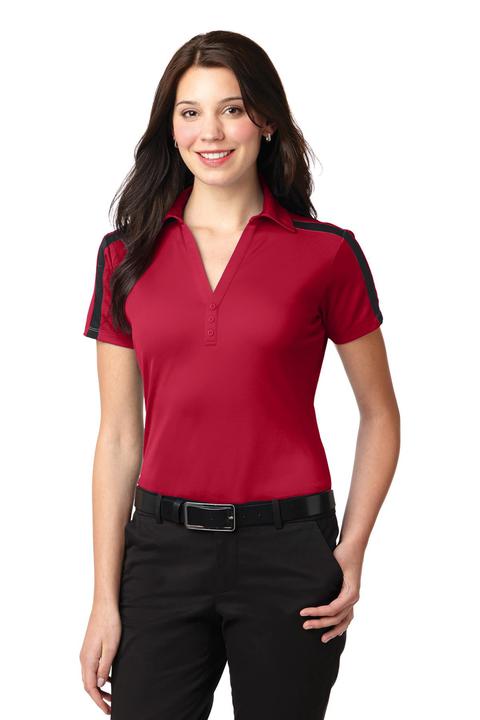 L547 - Port Authority Ladies Silk Touch Performance Colorblock Stripe Polo