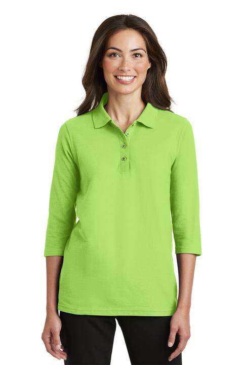 L562 - Port Authority Ladies Silk Touch 3/4-Sleeve Polo