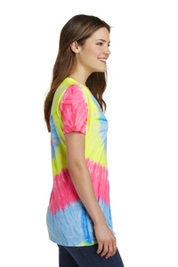 LPC147V - Port & Company Ladies Tie-Dye V-Neck Tee.  LPC147V