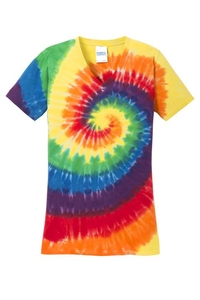 LPC147V - Port & Company Ladies Tie-Dye V-Neck Tee.  LPC147V