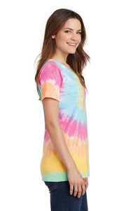 LPC147V - Port & Company Ladies Tie-Dye V-Neck Tee.  LPC147V