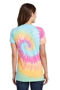 LPC147V - Port & Company Ladies Tie-Dye V-Neck Tee.  LPC147V