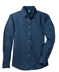 LSP10 - Port & Company Ladies Long Sleeve Value Denim Shirt.