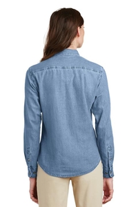 LSP10 - Port & Company Ladies Long Sleeve Value Denim Shirt.