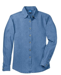 LSP10 - Port & Company Ladies Long Sleeve Value Denim Shirt.