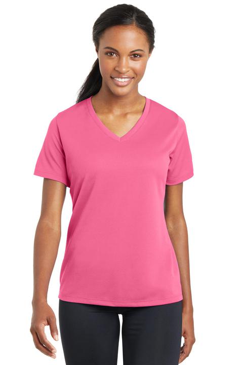 LST340 - Sport-Tek Ladies PosiCharge RacerMesh V-Neck Tee