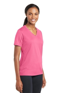 LST340 - Sport-Tek Ladies PosiCharge RacerMesh V-Neck Tee