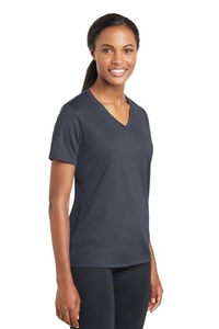 LST340 - Sport-Tek Ladies PosiCharge RacerMesh V-Neck Tee