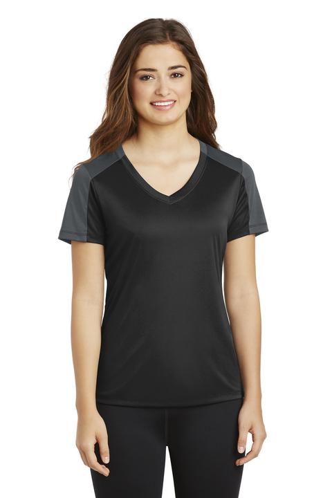 LST354 - Sport-Tek Ladies PosiCharge Competitor Sleeve-Blocked V-Neck Tee