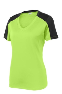 LST354 - Sport-Tek Ladies PosiCharge Competitor Sleeve-Blocked V-Neck Tee