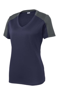 LST354 - Sport-Tek Ladies PosiCharge Competitor Sleeve-Blocked V-Neck Tee