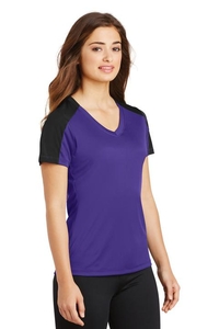 LST354 - Sport-Tek Ladies PosiCharge Competitor Sleeve-Blocked V-Neck Tee