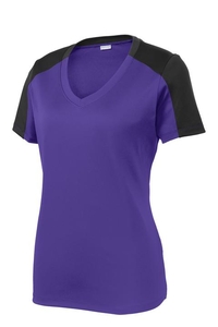 LST354 - Sport-Tek Ladies PosiCharge Competitor Sleeve-Blocked V-Neck Tee