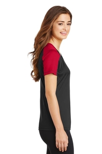 LST354 - Sport-Tek Ladies PosiCharge Competitor Sleeve-Blocked V-Neck Tee