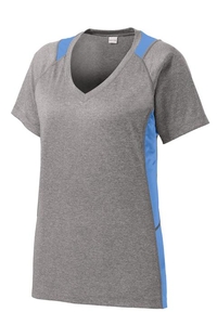 LST361 - Sport-Tek Ladies Heather Colorblock Contender V-Neck Tee