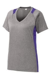 LST361 - Sport-Tek Ladies Heather Colorblock Contender V-Neck Tee