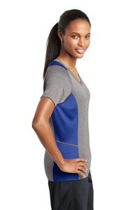 LST361 - Sport-Tek Ladies Heather Colorblock Contender V-Neck Tee