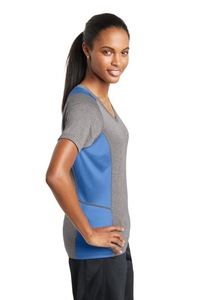 LST361 - Sport-Tek Ladies Heather Colorblock Contender V-Neck Tee