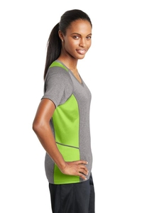 LST361 - Sport-Tek Ladies Heather Colorblock Contender V-Neck Tee