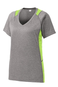 LST361 - Sport-Tek Ladies Heather Colorblock Contender V-Neck Tee