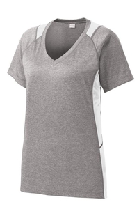 LST361 - Sport-Tek Ladies Heather Colorblock Contender V-Neck Tee