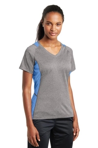 LST361 - Sport-Tek Ladies Heather Colorblock Contender V-Neck Tee