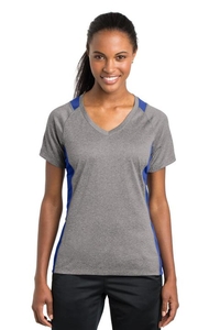 LST361 - Sport-Tek Ladies Heather Colorblock Contender V-Neck Tee