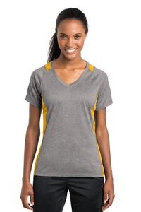 LST361 - Sport-Tek Ladies Heather Colorblock Contender V-Neck Tee