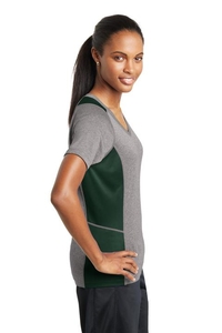 LST361 - Sport-Tek Ladies Heather Colorblock Contender V-Neck Tee