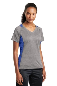 LST361 - Sport-Tek Ladies Heather Colorblock Contender V-Neck Tee