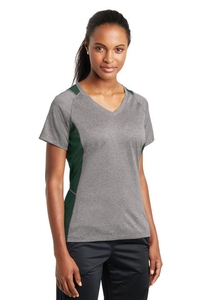 LST361 - Sport-Tek Ladies Heather Colorblock Contender V-Neck Tee