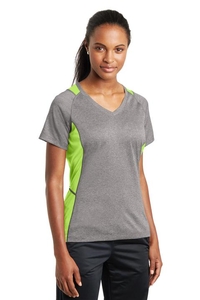 LST361 - Sport-Tek Ladies Heather Colorblock Contender V-Neck Tee