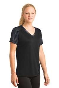 LST371 - Sport-Tek Ladies CamoHex Colorblock V-Neck Tee