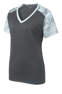 LST371 - Sport-Tek Ladies CamoHex Colorblock V-Neck Tee