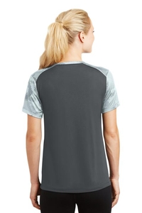 LST371 - Sport-Tek Ladies CamoHex Colorblock V-Neck Tee