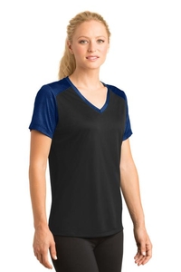 LST371 - Sport-Tek Ladies CamoHex Colorblock V-Neck Tee