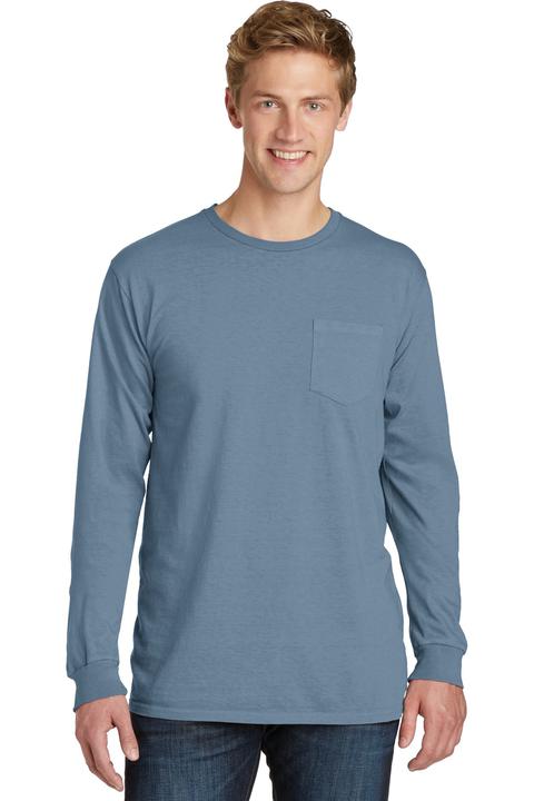 PC099LSP - Port & Company Pigment Dyed Long Sleeve Pocket Tee