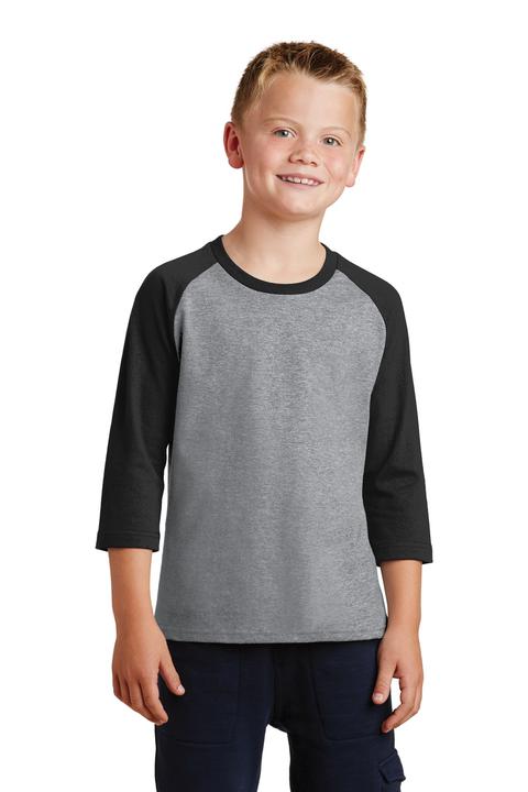 PC55YRS - Port & Company Youth Core Blend 3/4-Sleeve Raglan Tee