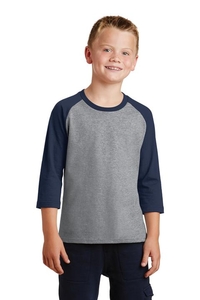 PC55YRS - Port & Company Youth Core Blend 3/4-Sleeve Raglan Tee