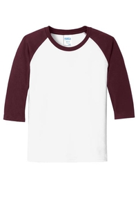 PC55YRS - Port & Company Youth Core Blend 3/4-Sleeve Raglan Tee