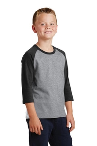 PC55YRS - Port & Company Youth Core Blend 3/4-Sleeve Raglan Tee