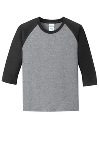 PC55YRS - Port & Company Youth Core Blend 3/4-Sleeve Raglan Tee