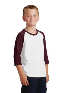 PC55YRS - Port & Company Youth Core Blend 3/4-Sleeve Raglan Tee