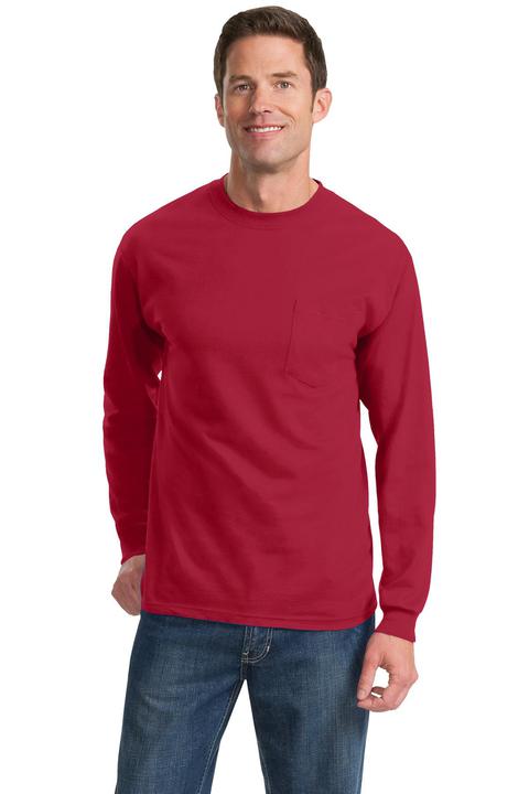 PC61LSP - Port & Company - Long Sleeve Essential Pocket Tee.  PC61LSP