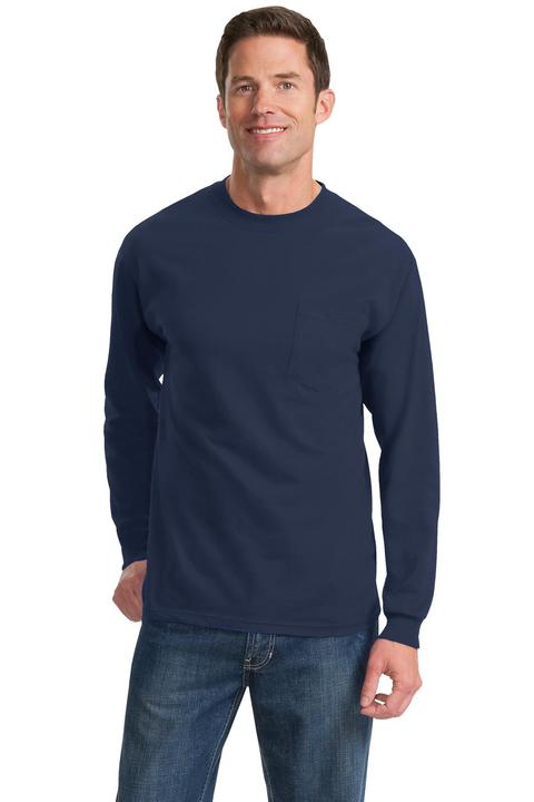 PC61LSP - Port & Company - Long Sleeve Essential Pocket Tee.  PC61LSP