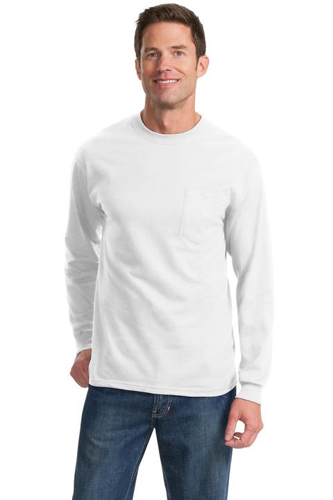 PC61LSP - Port & Company - Long Sleeve Essential Pocket Tee.  PC61LSP