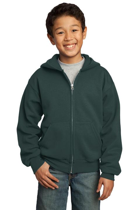 PC90YZH - Port & Company - Youth Core Fleece Full-Zip Hooded Sweatshirt.  PC90YZH